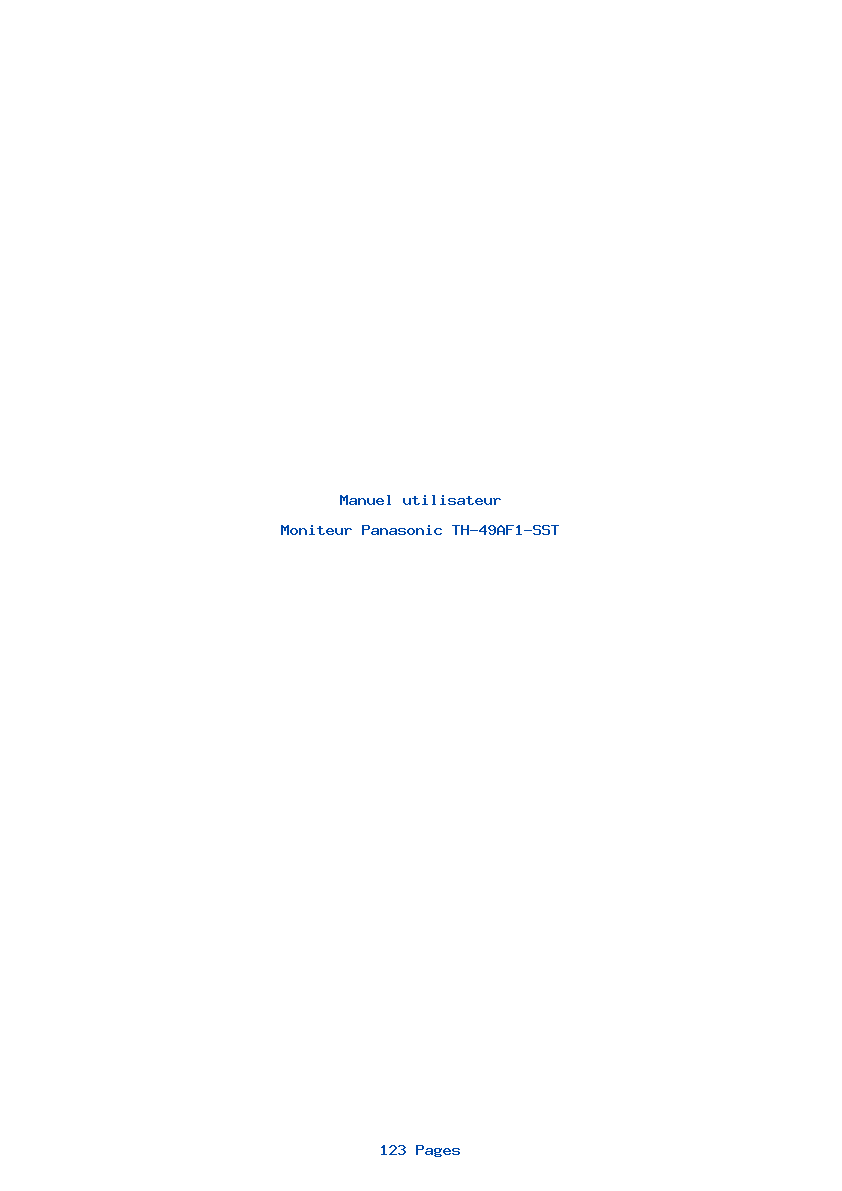 Page 1 de la notice Manuel utilisateur Panasonic TH-49AF1-SST