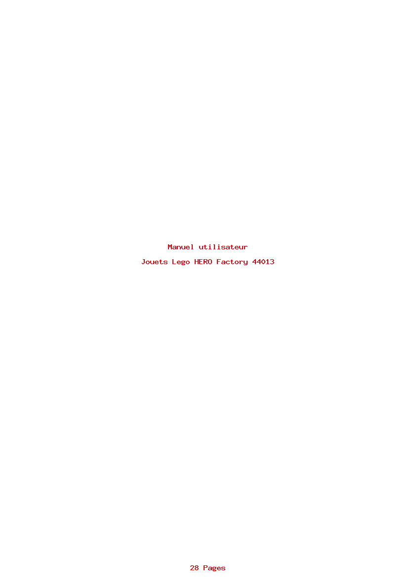 Page 1 de la notice Manuel utilisateur Lego HERO Factory 44013