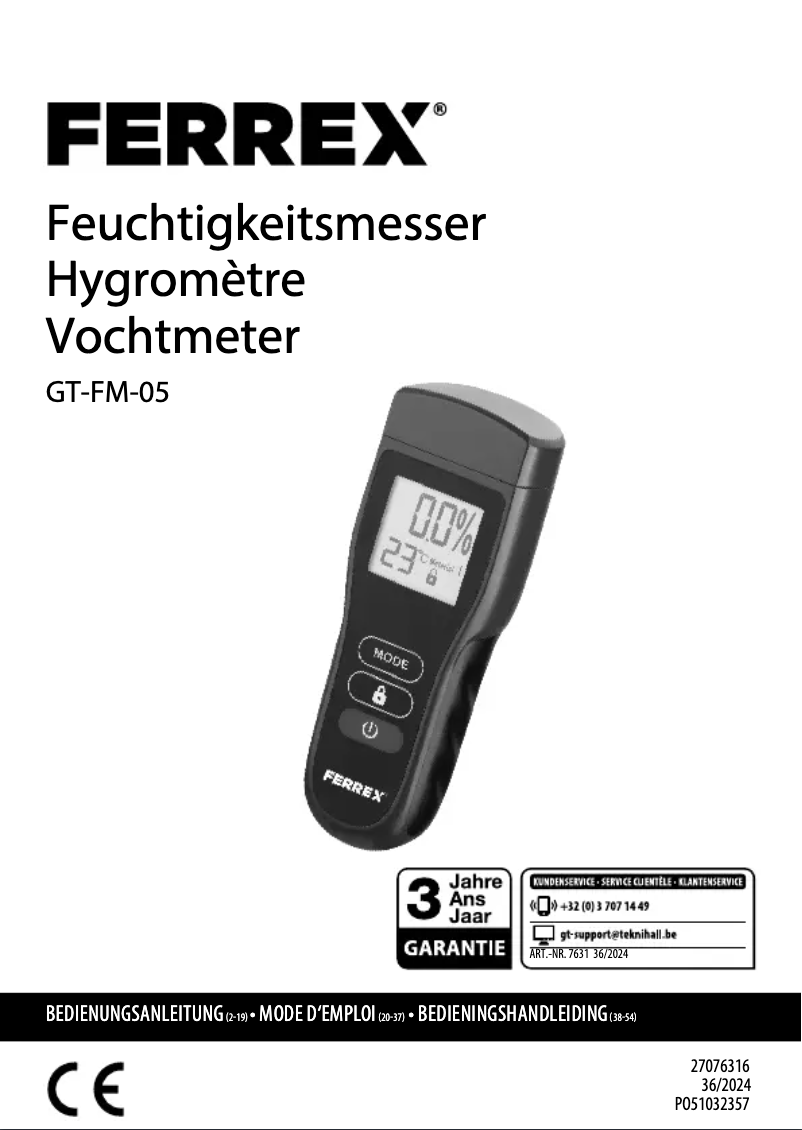 Page 1 de la notice Manuel utilisateur Ferrex GT-FM-05