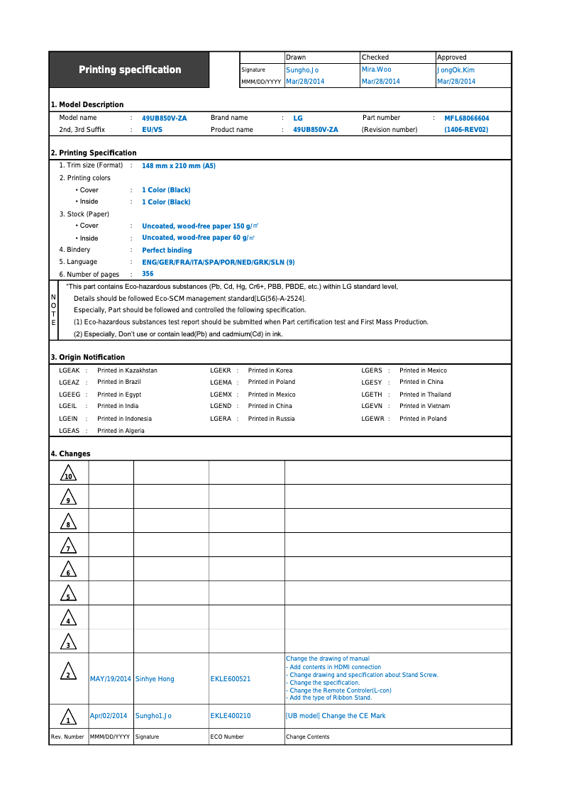 Page 1 de la notice Manuel utilisateur LG 55UB950V