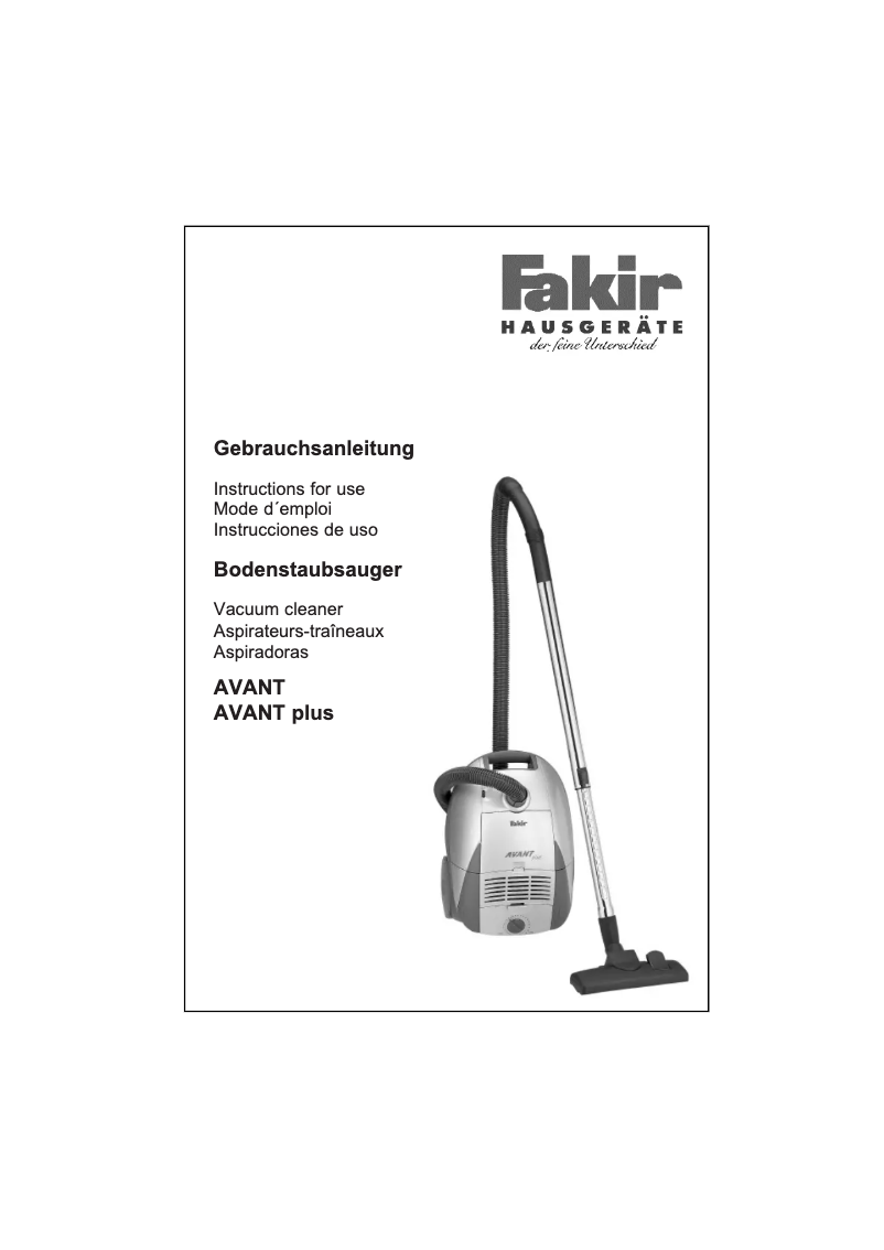 Página 1 del manual Manual de usuario Fakir AVANT plus