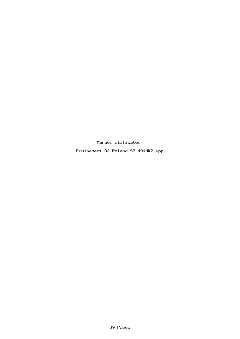 Image de la première page du manuel de l'appareil SP-404MK2 App