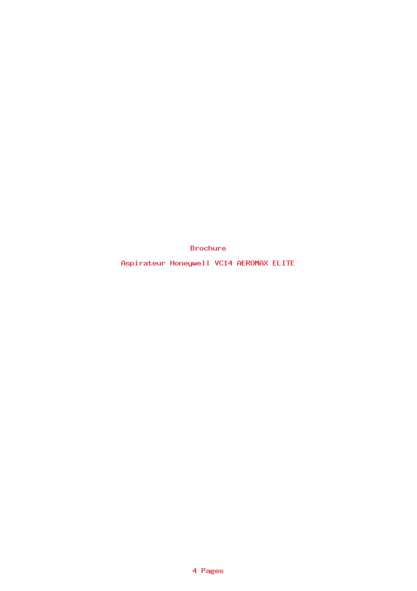 Page 1 de la notice Brochure Honeywell VC14 AEROMAX ELITE