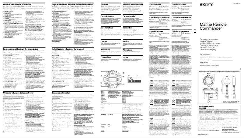 Page 1 de la notice Manuel utilisateur Sony RM-X60M