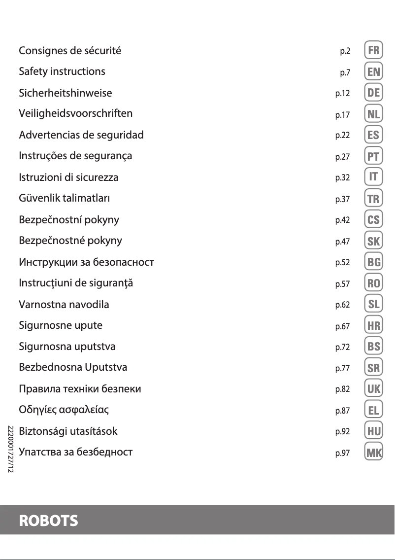 Page 1 de la notice Instructions de sécurité Rowenta X-Plorer Serie 45 RR8227WH