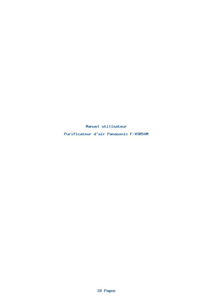 Page 1 de la notice Manuel utilisateur Panasonic F-VXR50M