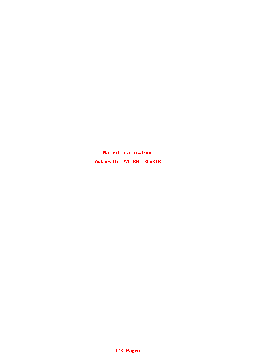 Page 1 de la notice Manuel utilisateur JVC KW-X855BTS