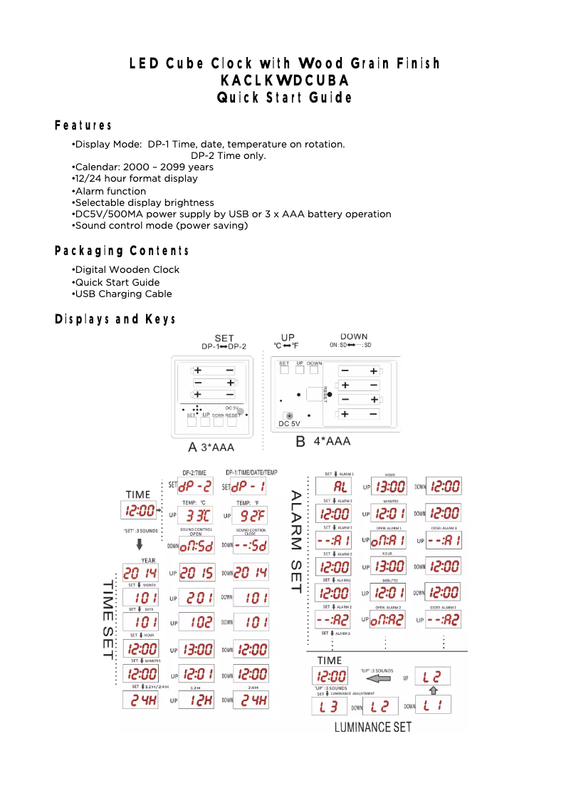 Page 1 de la notice Manuel utilisateur Kogan KACLKWDCUBA