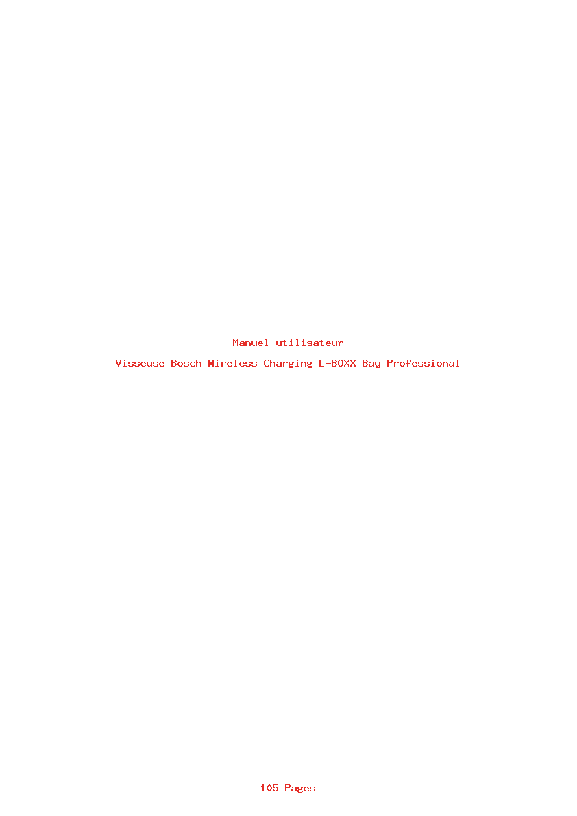 Page 1 de la notice Manuel utilisateur Bosch Wireless Charging L-BOXX Bay Professional
