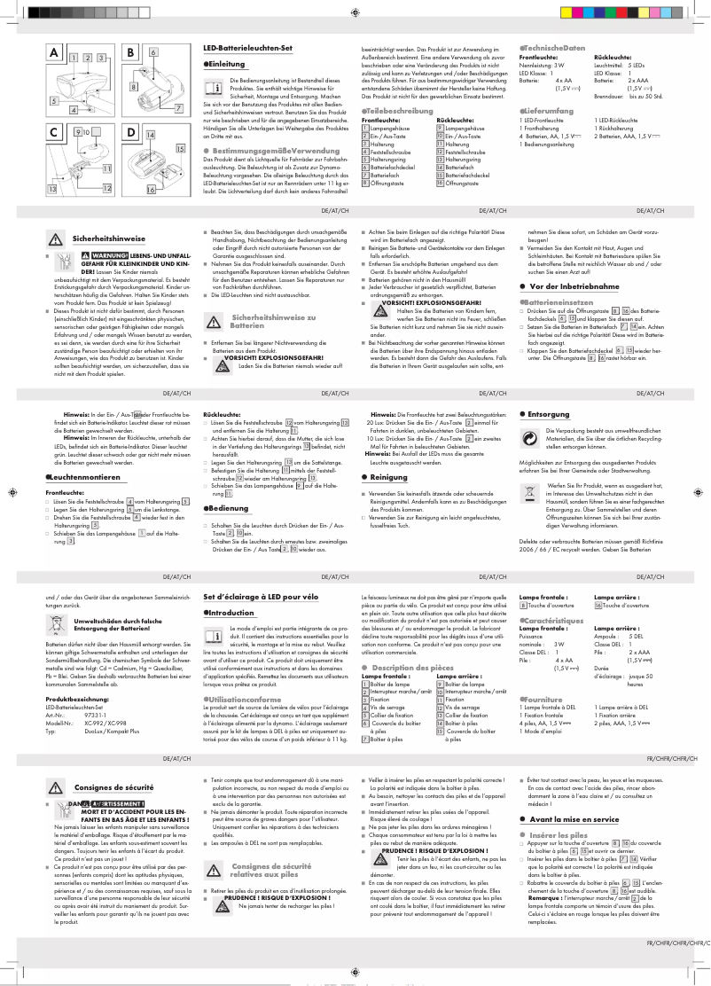 Page 1 de la notice Manuel utilisateur Crivit XC-992