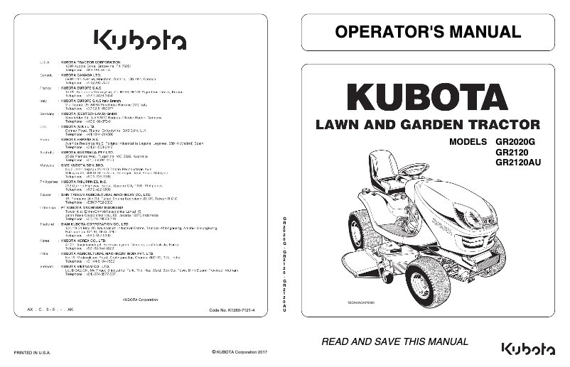 Página 1 del manual Manual de usuario Kubota GR2120-2-48