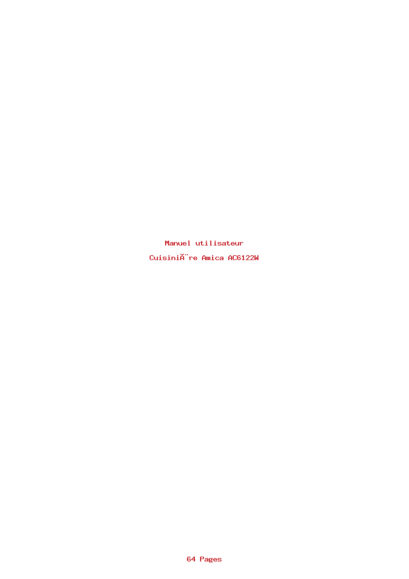 Page 1 de la notice Manuel utilisateur Amica AC6122W