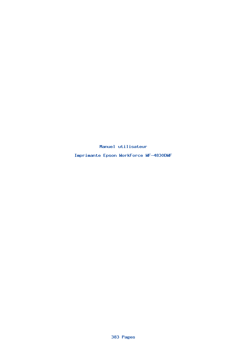 Page 1 de la notice Manuel utilisateur Epson WorkForce WF-4830DWF