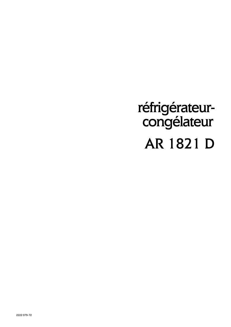 Página 1 del manual Manual de usuario Arthur Martin-Electrolux AR1821D