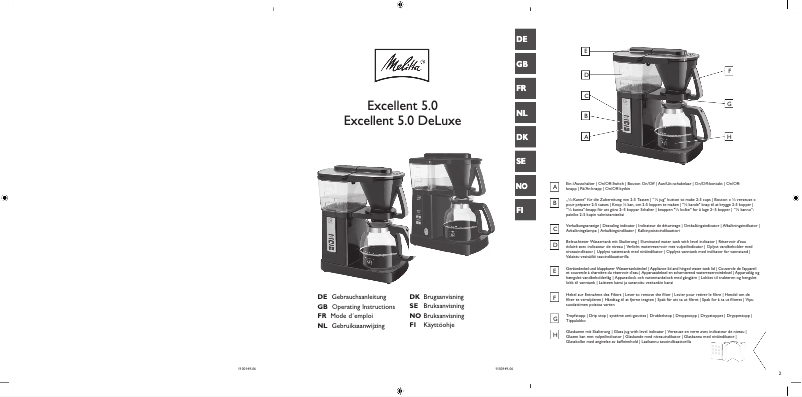 Page 1 of the manual User Manual Melitta Excellent 5.0