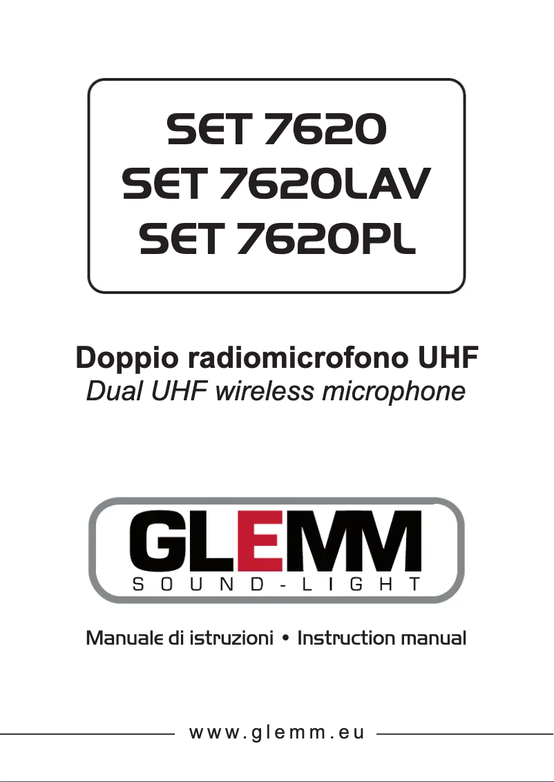 Page 1 de la notice Manuel utilisateur Glemm SET 7620PL