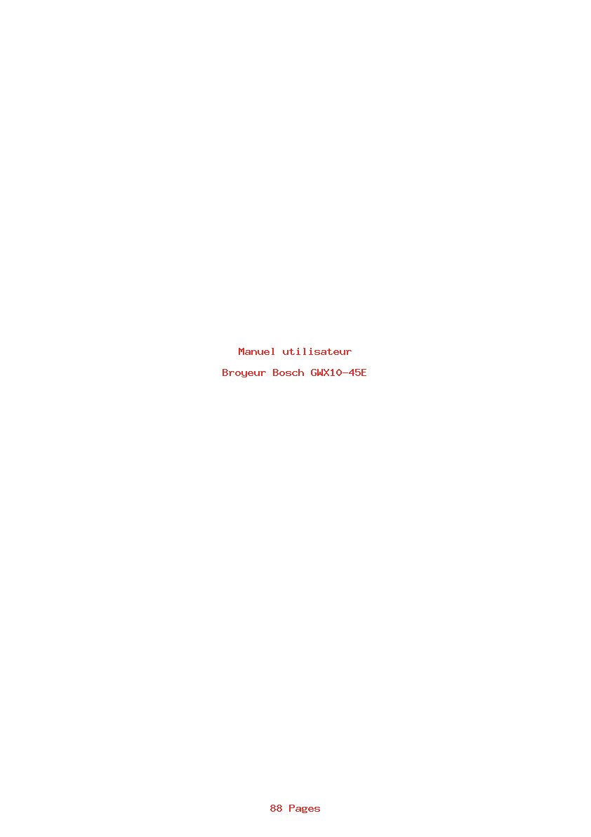 Page 1 de la notice Manuel utilisateur Bosch GWX10-45E