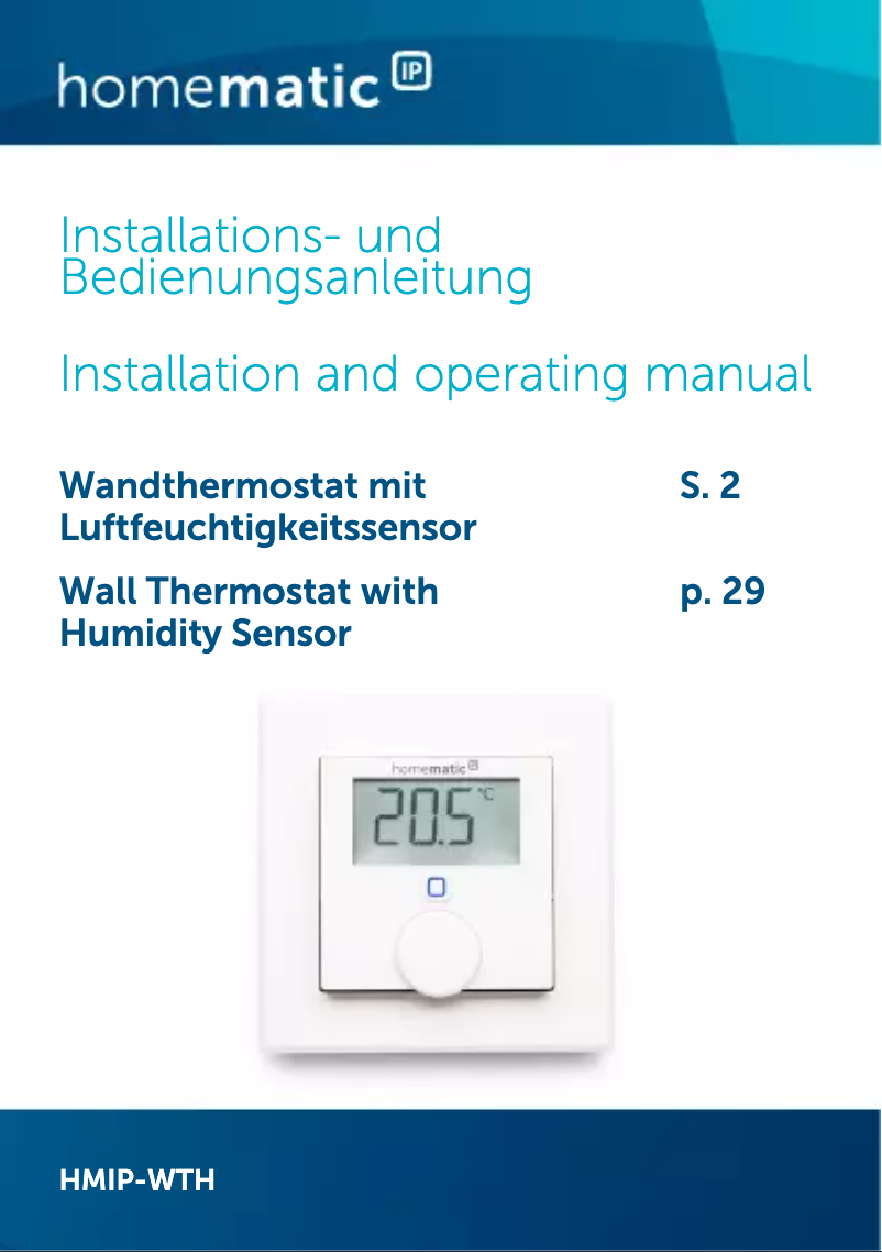 Page 1 de la notice Manuel utilisateur eQ-3 HMIP-WTH