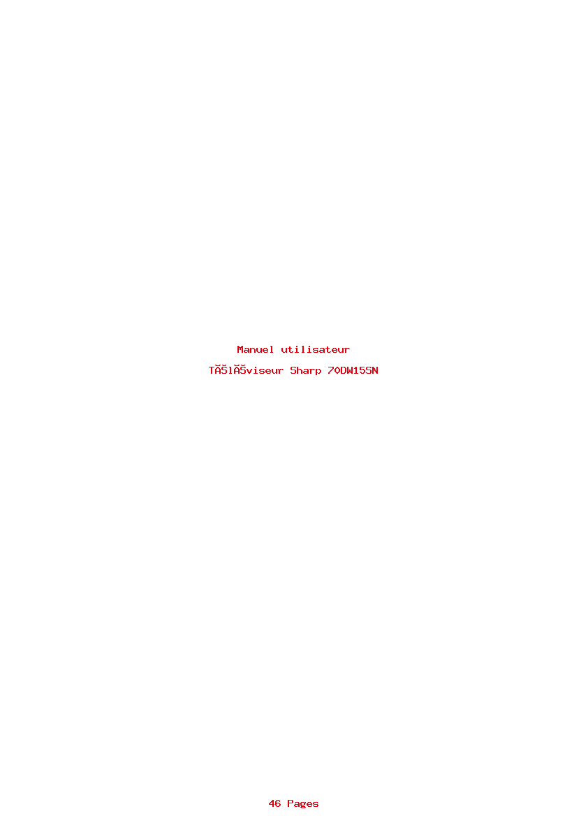 Page 1 de la notice Manuel utilisateur Sharp 70DW15SN