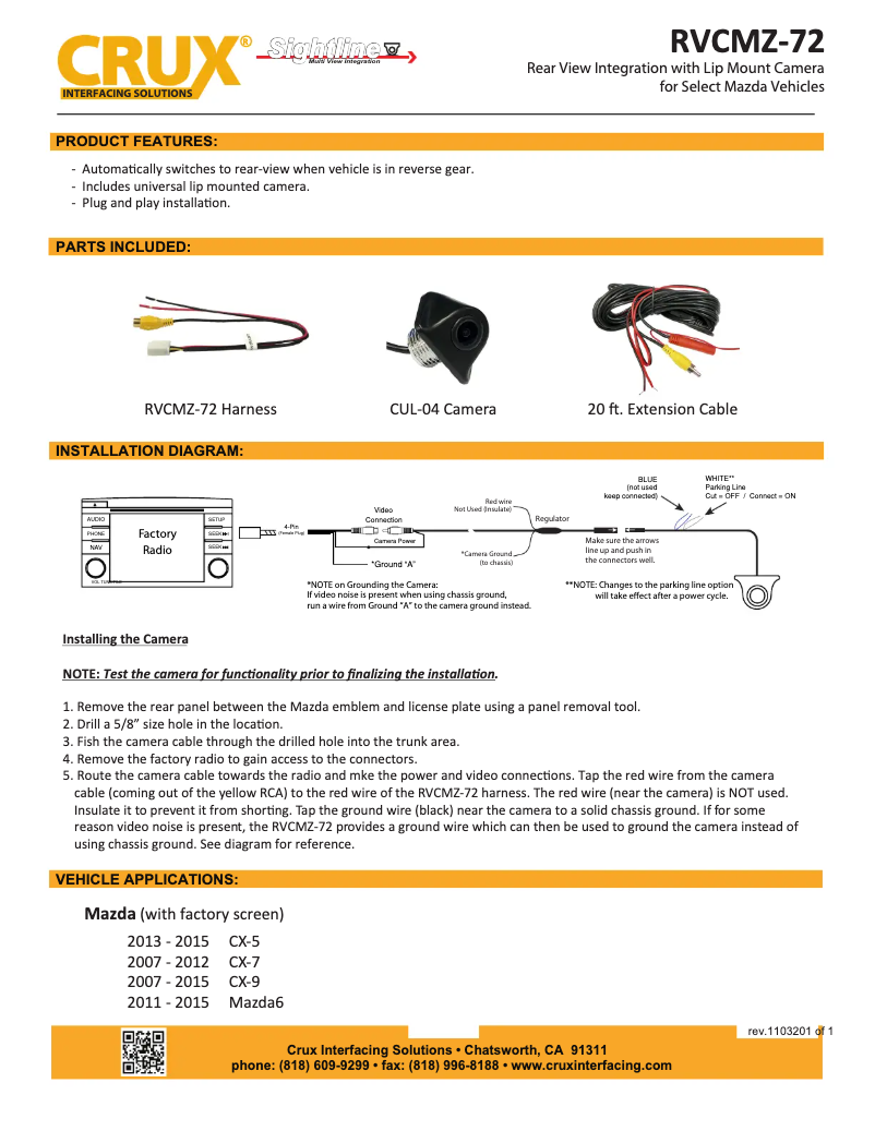 Página 1 del manual Manual de usuario CRUX RVCMZ-72