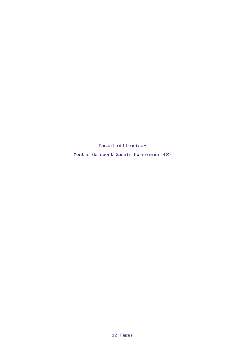Page 1 de la notice Manuel utilisateur Garmin Forerunner 405