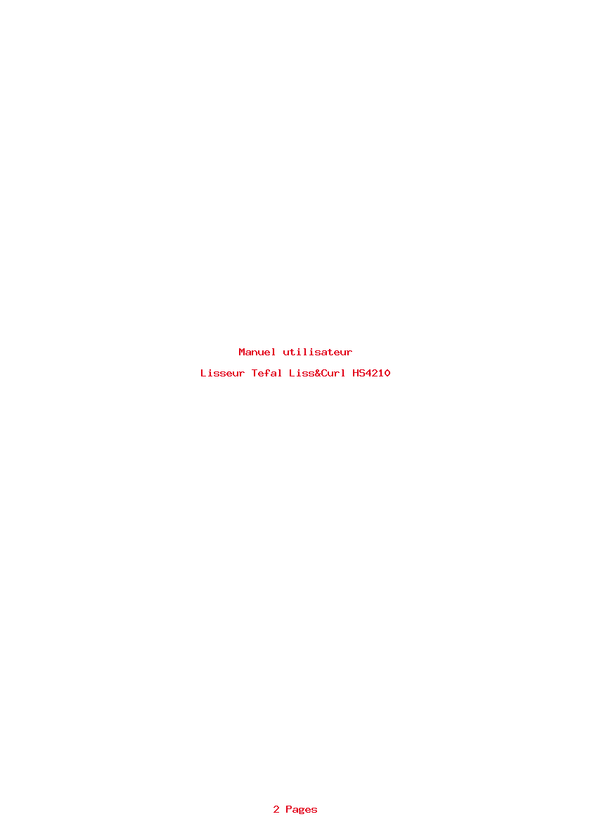 Page 1 de la notice Manuel utilisateur Tefal Liss&Curl HS4210