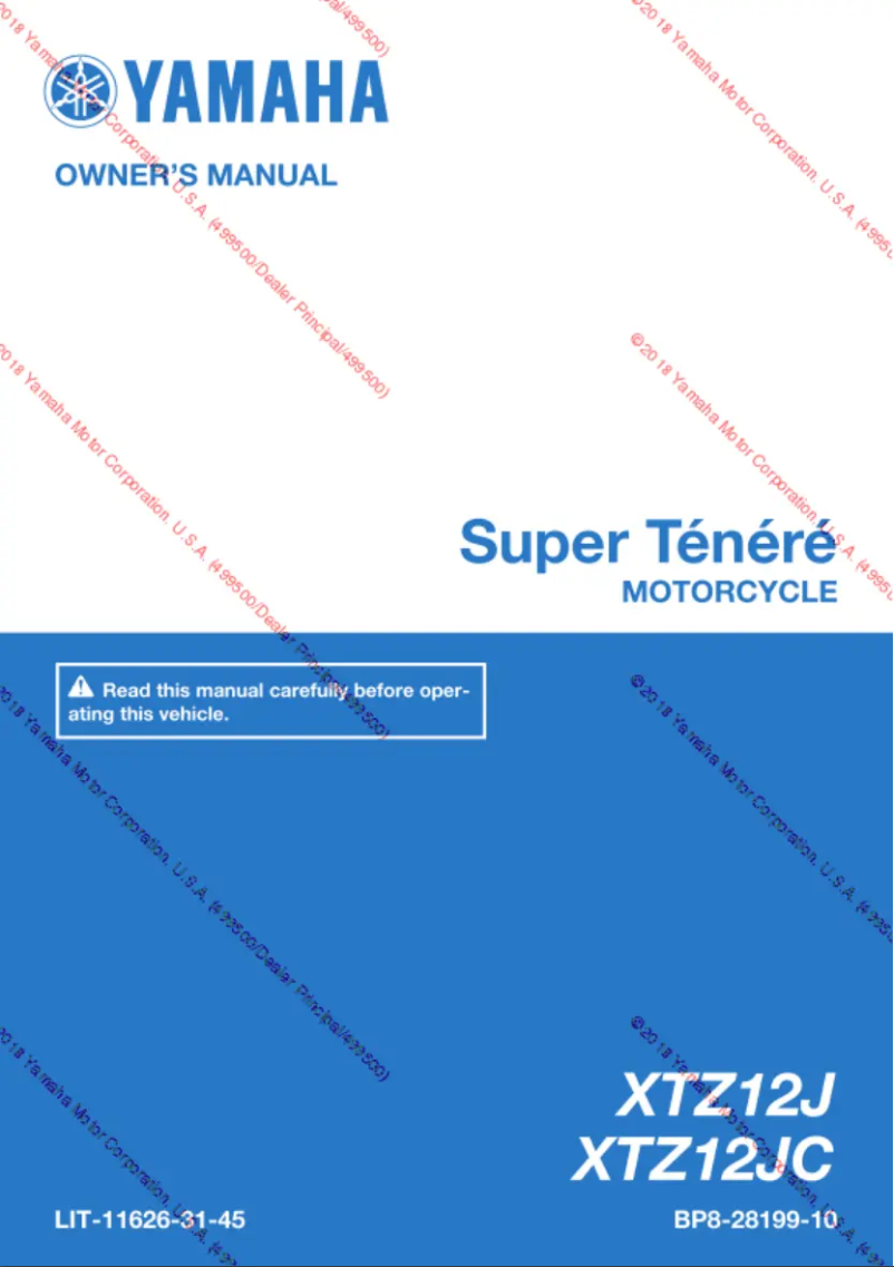 Página 1 del manual Manual de usuario Yamaha Super Ténéré (2018)