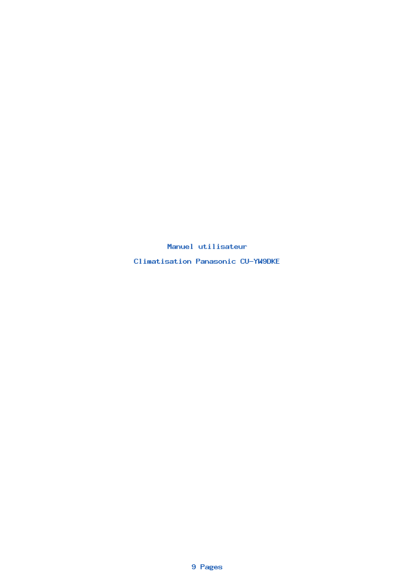 Page 1 de la notice Manuel utilisateur Panasonic CU-YW9DKE