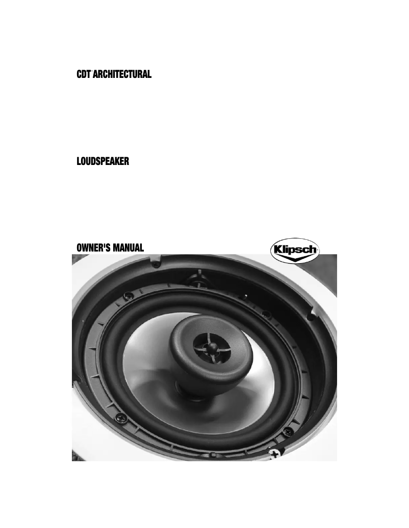 Page 1 de la notice Manuel utilisateur Klipsch CDT-2650-C