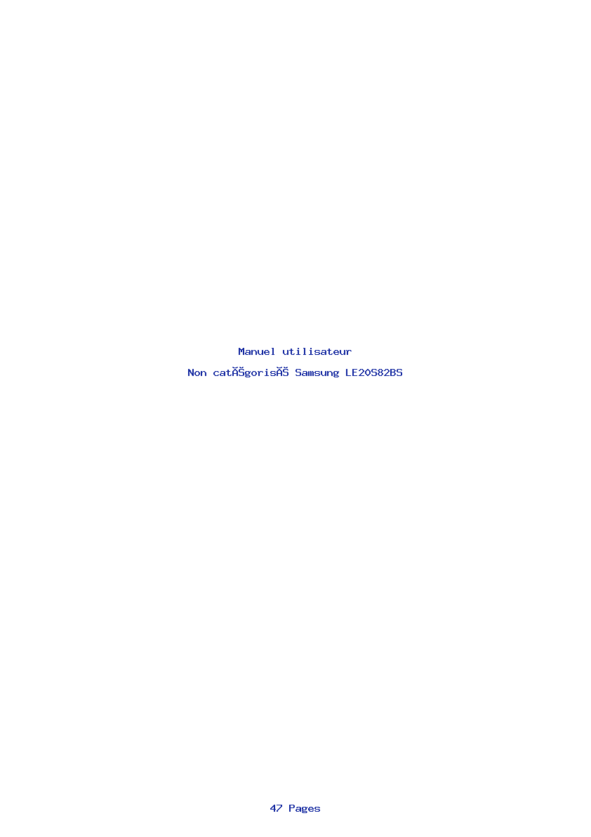 Page 1 de la notice Manuel utilisateur Samsung LE20S82BS