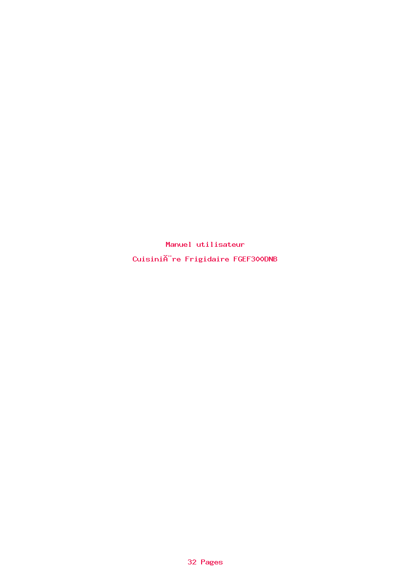 Page 1 de la notice Manuel utilisateur Frigidaire FGEF300DNB