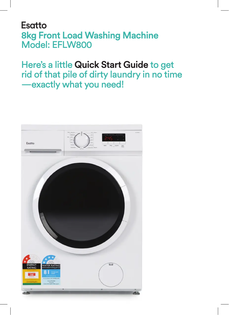 Página 1 del manual Guía de inicio rápido Esatto EFLW800