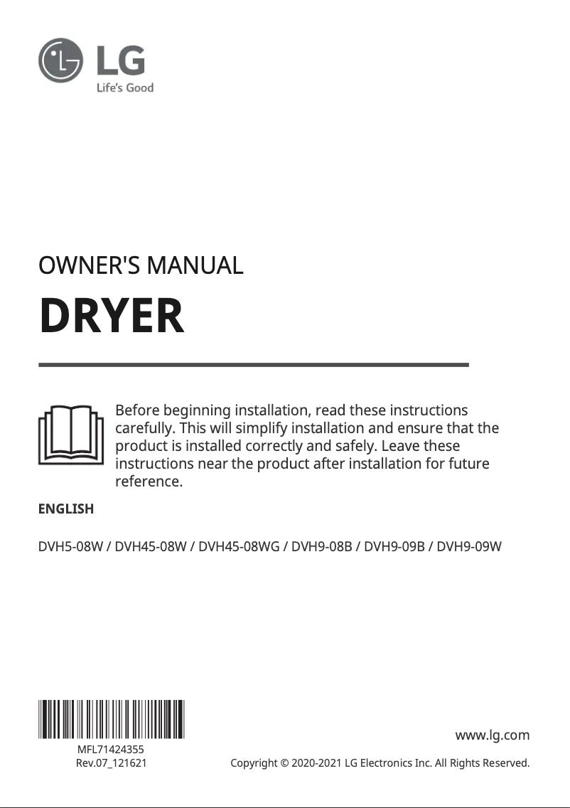 Page 1 de la notice Manuel utilisateur LG DVH9-08B