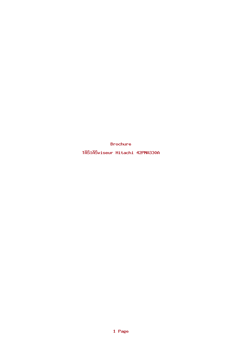 Page 1 de la notice Brochure Hitachi 42PMA330A