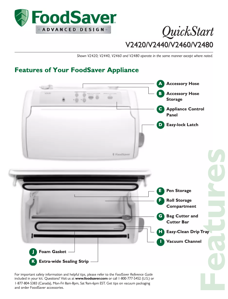 Page 1 de la notice Manuel utilisateur FoodSaver V2460