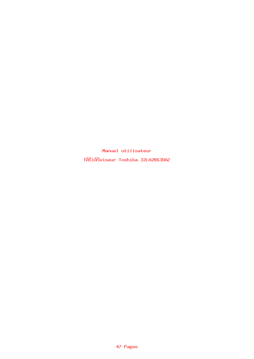 Page 1 de la notice Manuel utilisateur Toshiba 32LA2B63DAZ