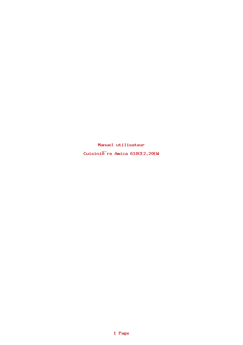 Page 1 de la notice Manuel utilisateur Amica 618CE2.20EW