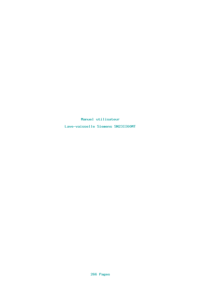 Page 1 de la notice Manuel utilisateur Siemens SN23II60MT