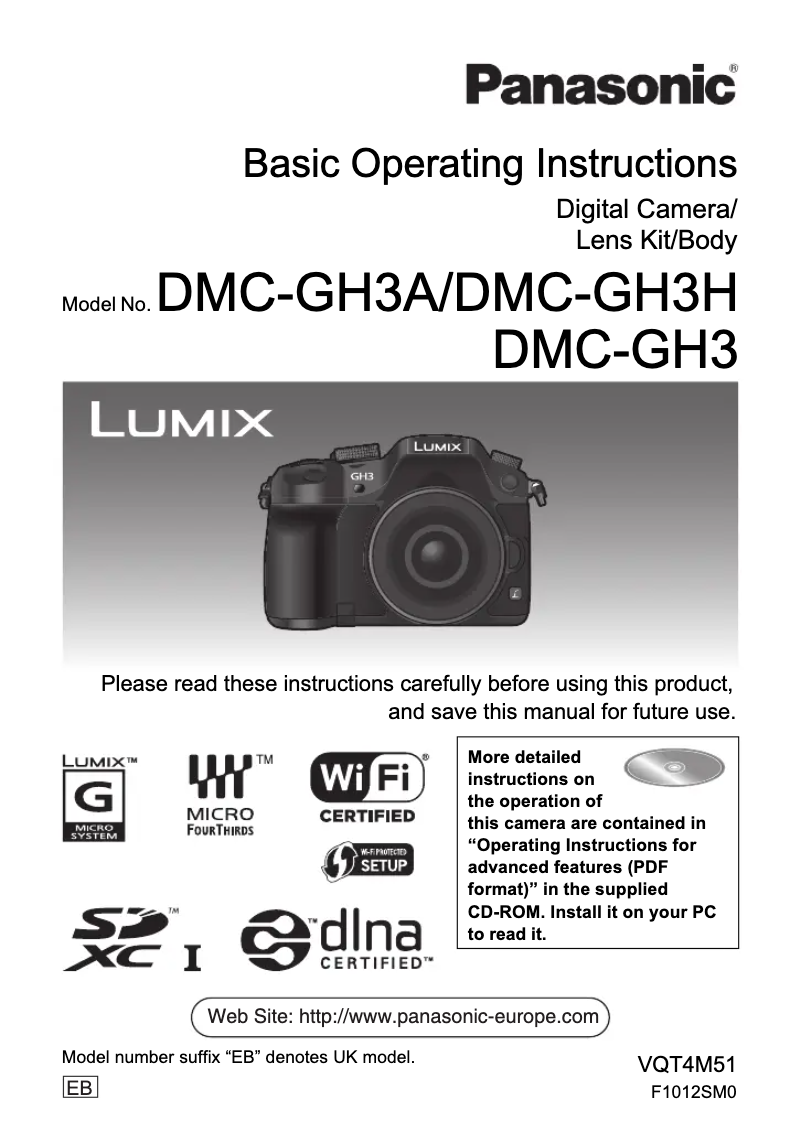 Página 1 del manual Manual de usuario Panasonic Lumix DMC-GH3H