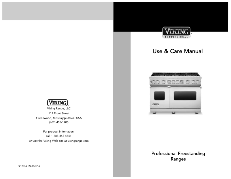 Page 1 de la notice Manuel d'utilisation et d'entretien Viking VDR7486GGG