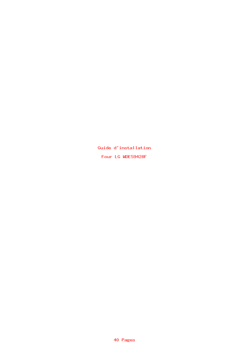 Page 1 de la notice Guide d'installation LG WDES9428F