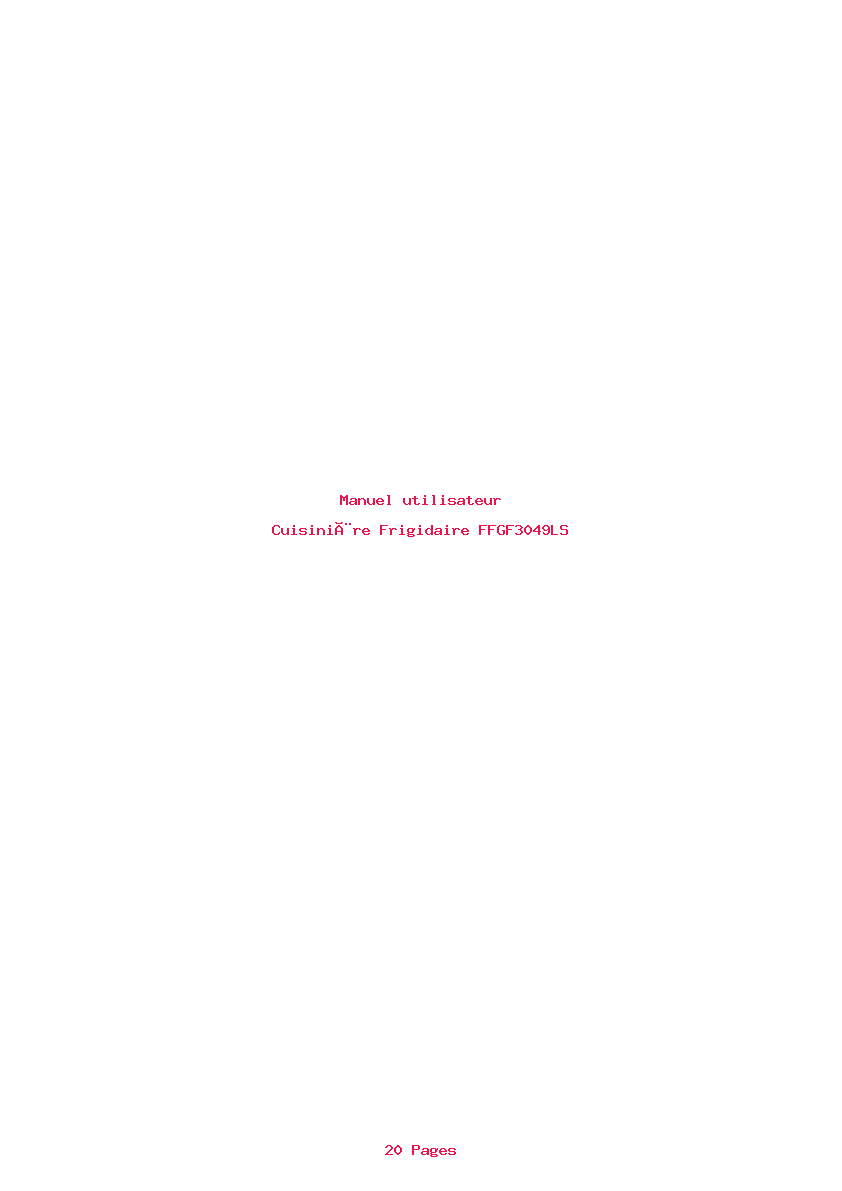 Page 1 de la notice Manuel utilisateur Frigidaire FFGF3049LS