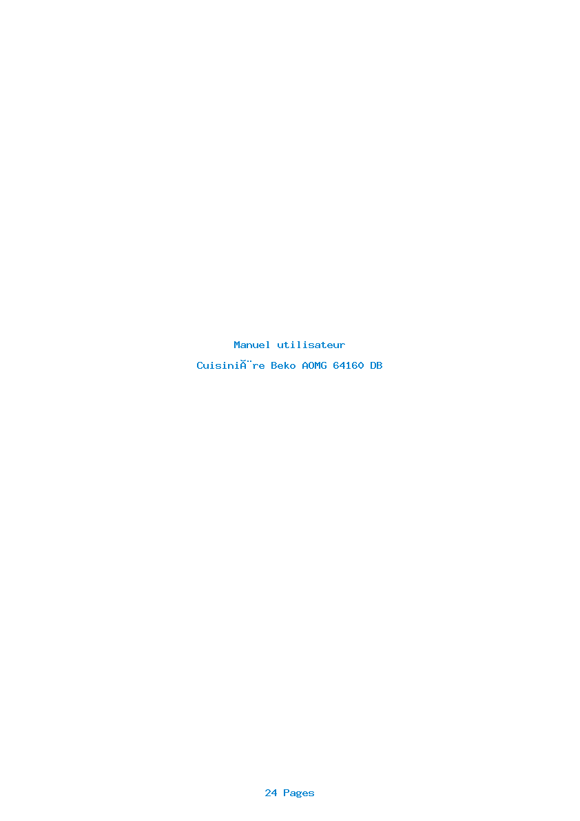 Page 1 de la notice Manuel utilisateur Beko AOMG 64160 DB