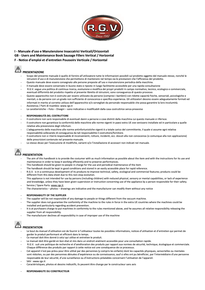 Page 1 de la notice Manuel utilisateur RGV IPI 5