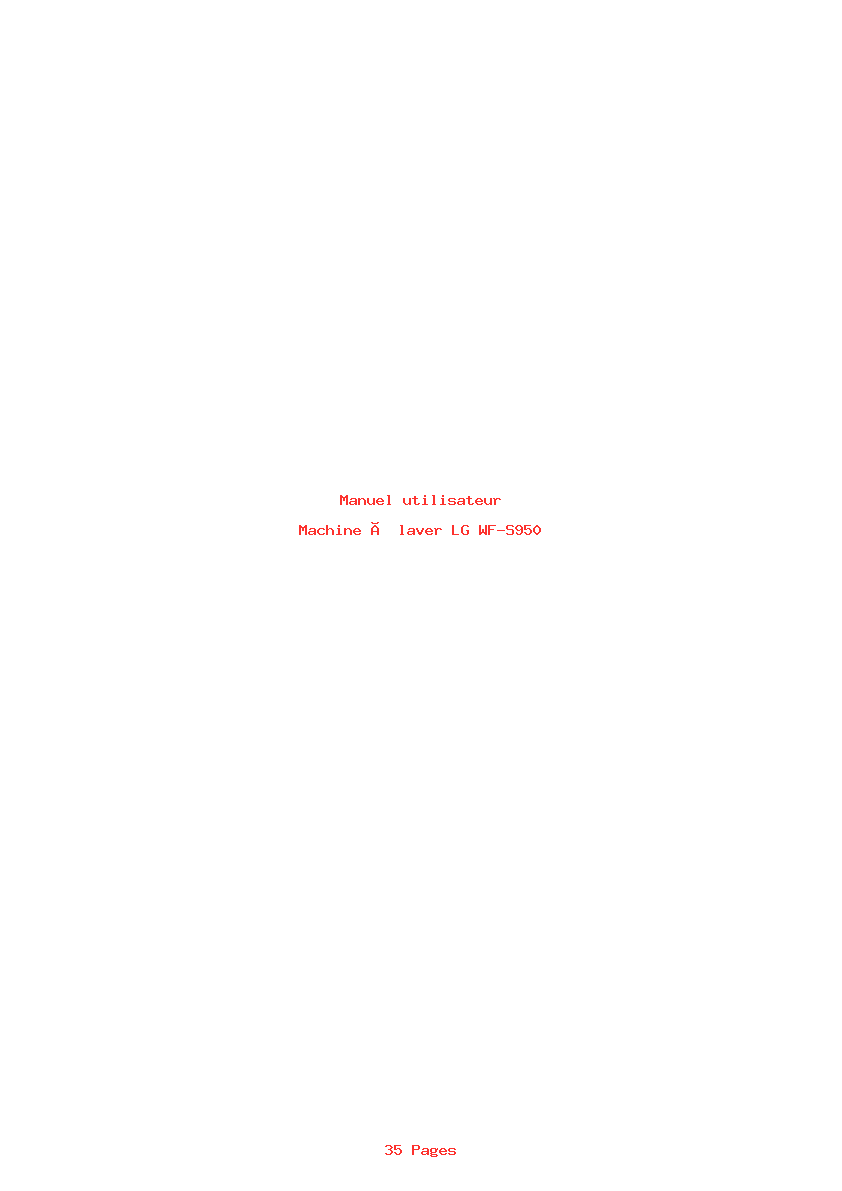 Page 1 de la notice Manuel utilisateur LG WF-S950