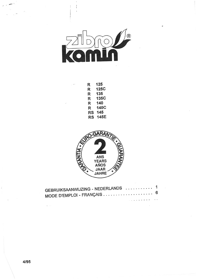 Page 1 de la notice Manuel utilisateur Zibro Kamin RS145