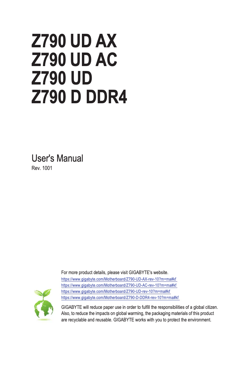 Página 1 del manual Manual de usuario Gigabyte Z790 UD