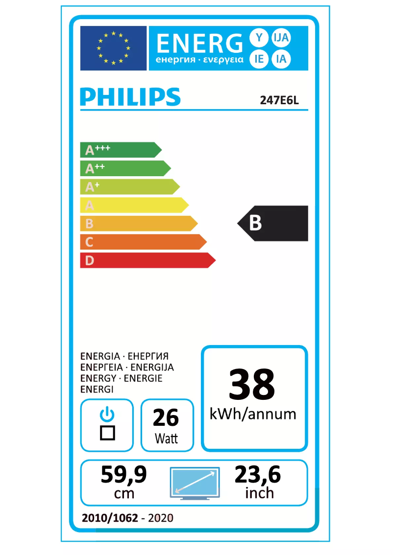 Page 1 of the manual Energy Label Philips 247E6LDAD