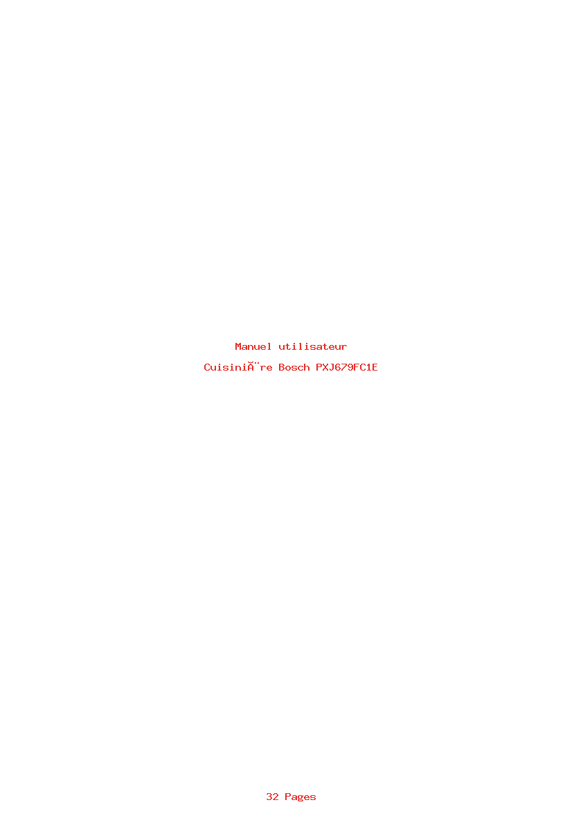 Page 1 de la notice Manuel utilisateur Bosch PXJ679FC1E