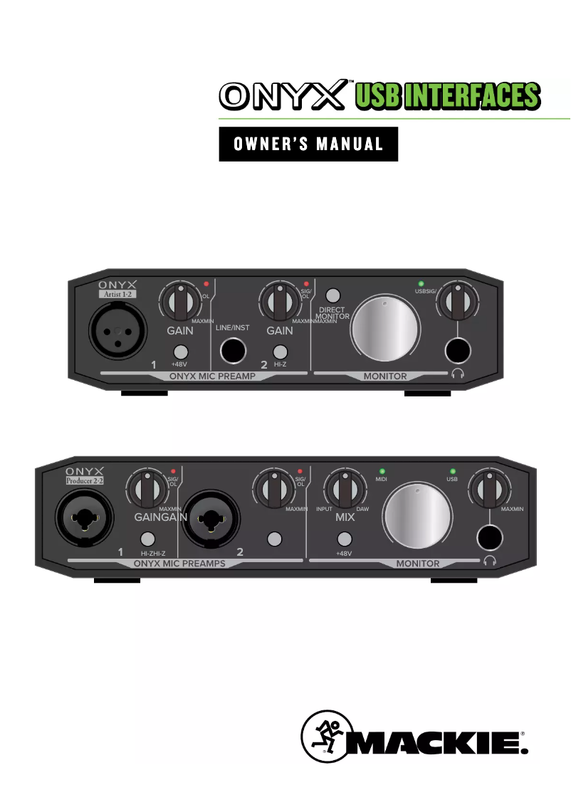 Page 1 de la notice Manuel utilisateur Mackie Onyx Artist
